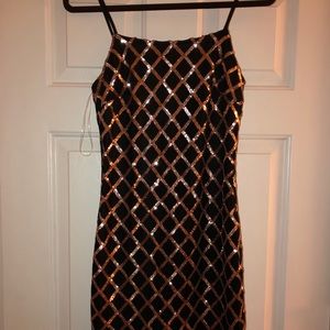 Missguided brand new black dress w/ rose gold